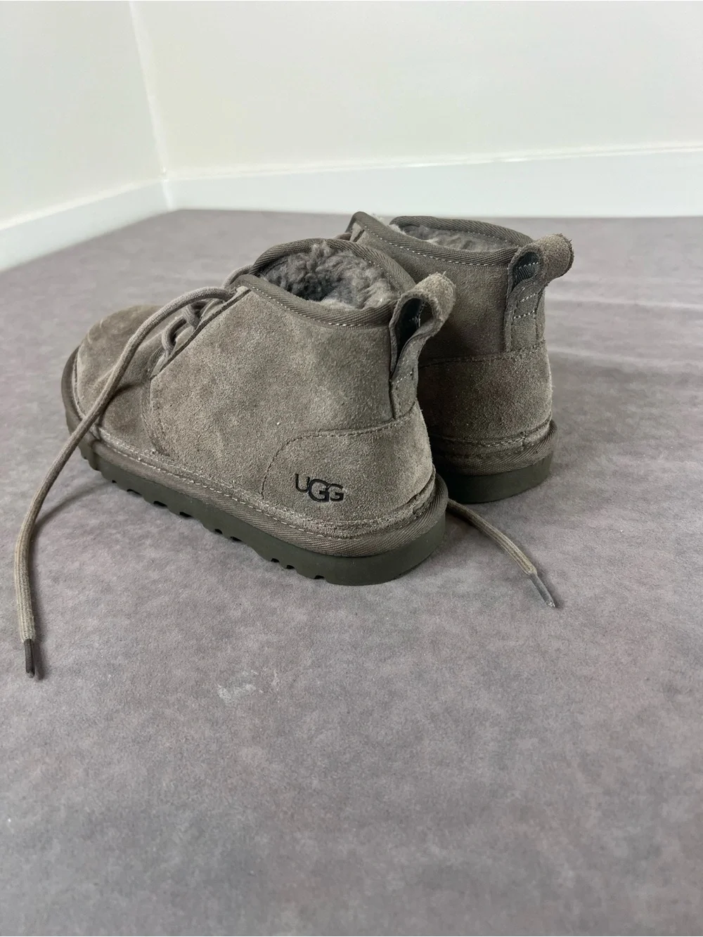 UGG Kids Gray Suede Lace-Up Ankle Boots